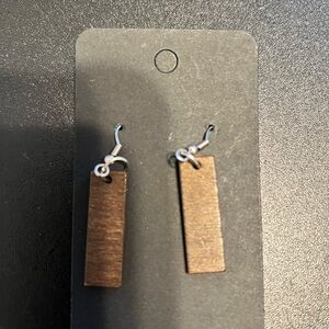 Brown Rectangular Earrings